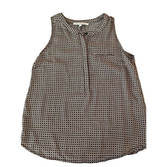 Ava Christine Womens Black White Geometric Pattern Sleeveless Blouse Medium - Picture 5 of 10